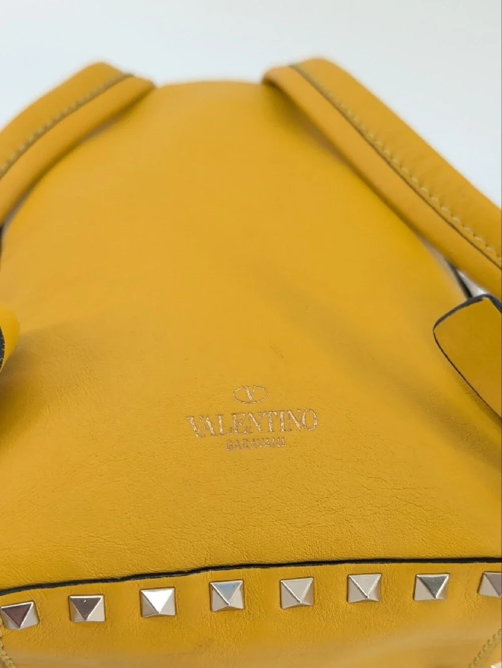 Valentino Yellow Studded Mini Leather Backpack